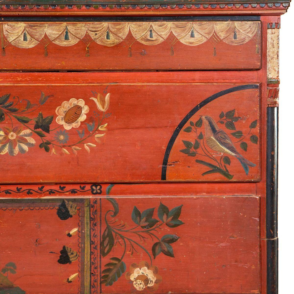 Pin Commode d'art populaire danois avec peinture originale de Niels P. Dyhr en vente