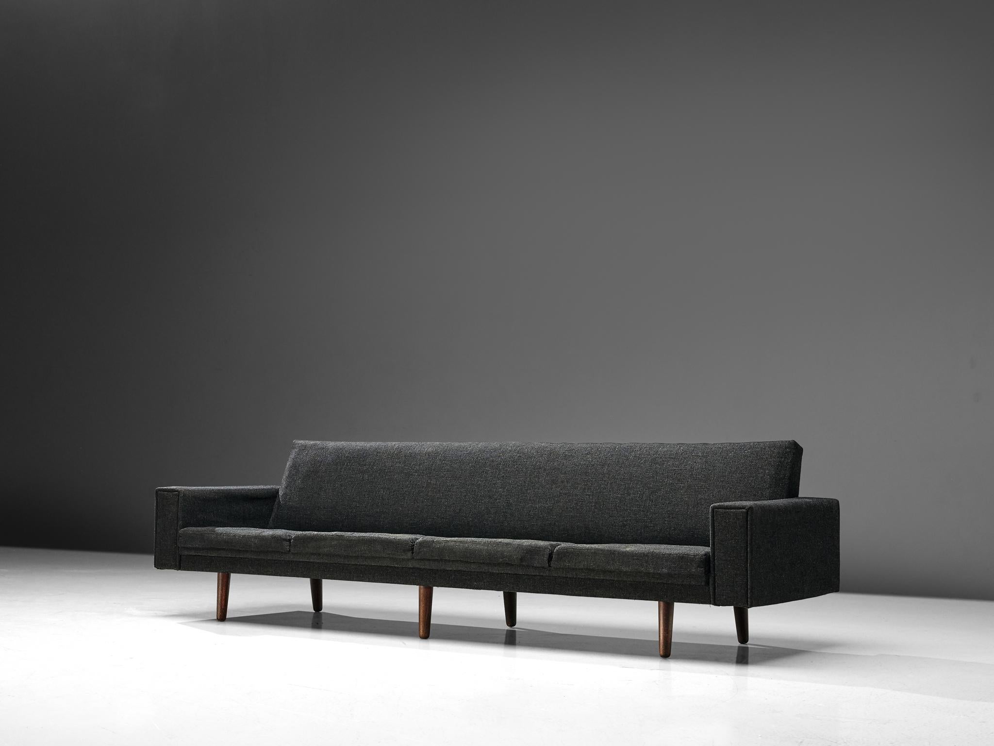 Danish Sofa in Dark Grey Upholstery For Sale 1