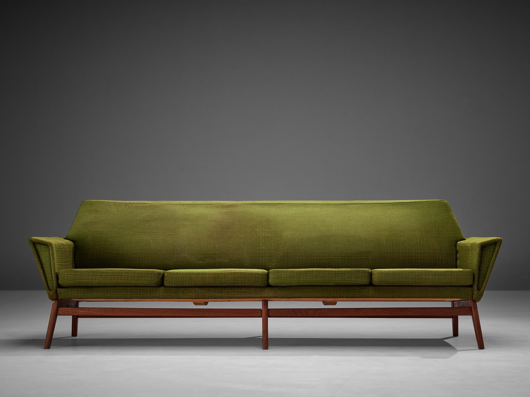 Sofa, teak, fabric, Denmark, 1950s

Typical Scandinavian Modern sofa with modest yet striking lines. The triangular silhouette of the armrests underlines the modern dimensions of this sofa. The majestic construction is clearly visible in the frame,