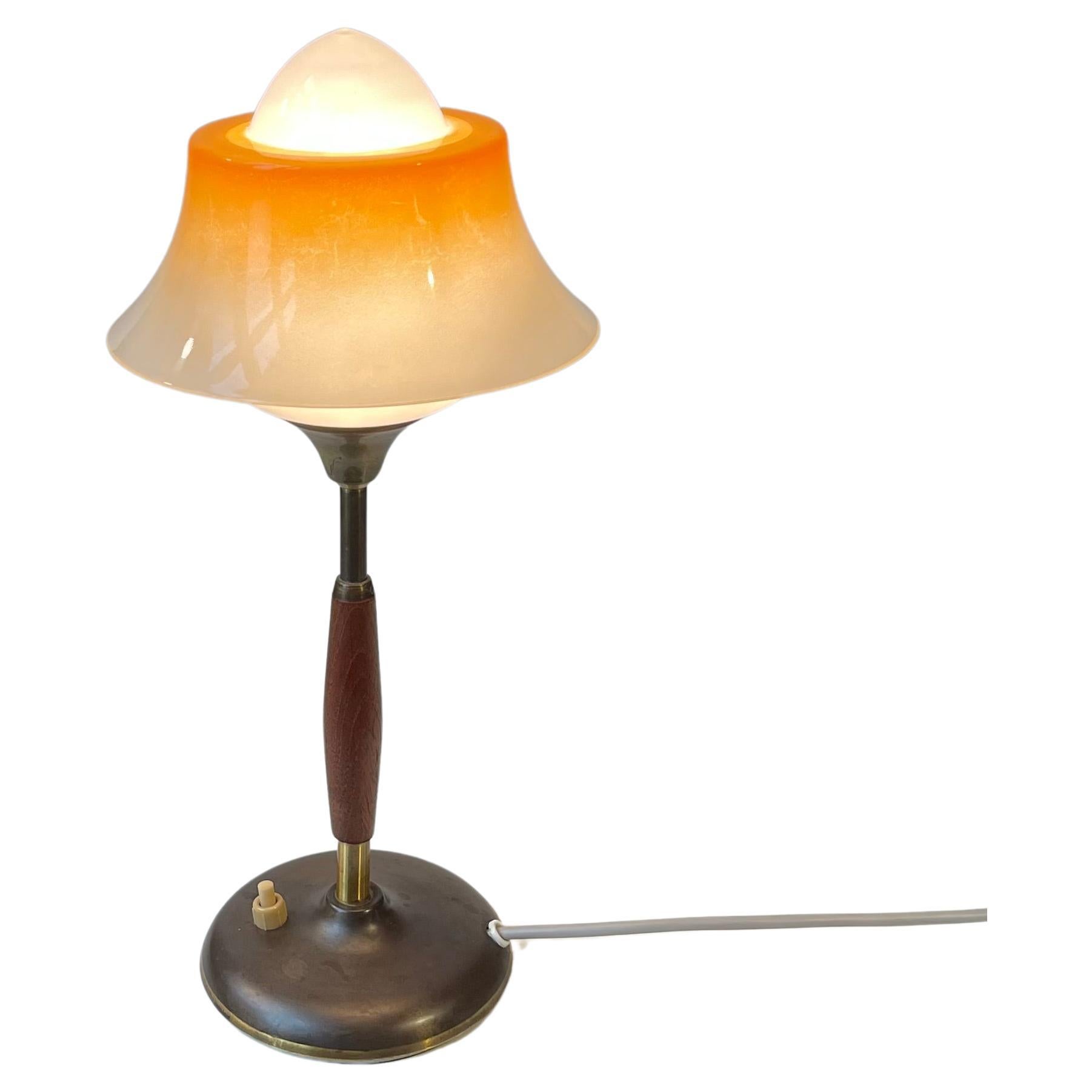Danish 'Fried Egg' Glass & Brass Table Lamp by Fog & Mørup 7