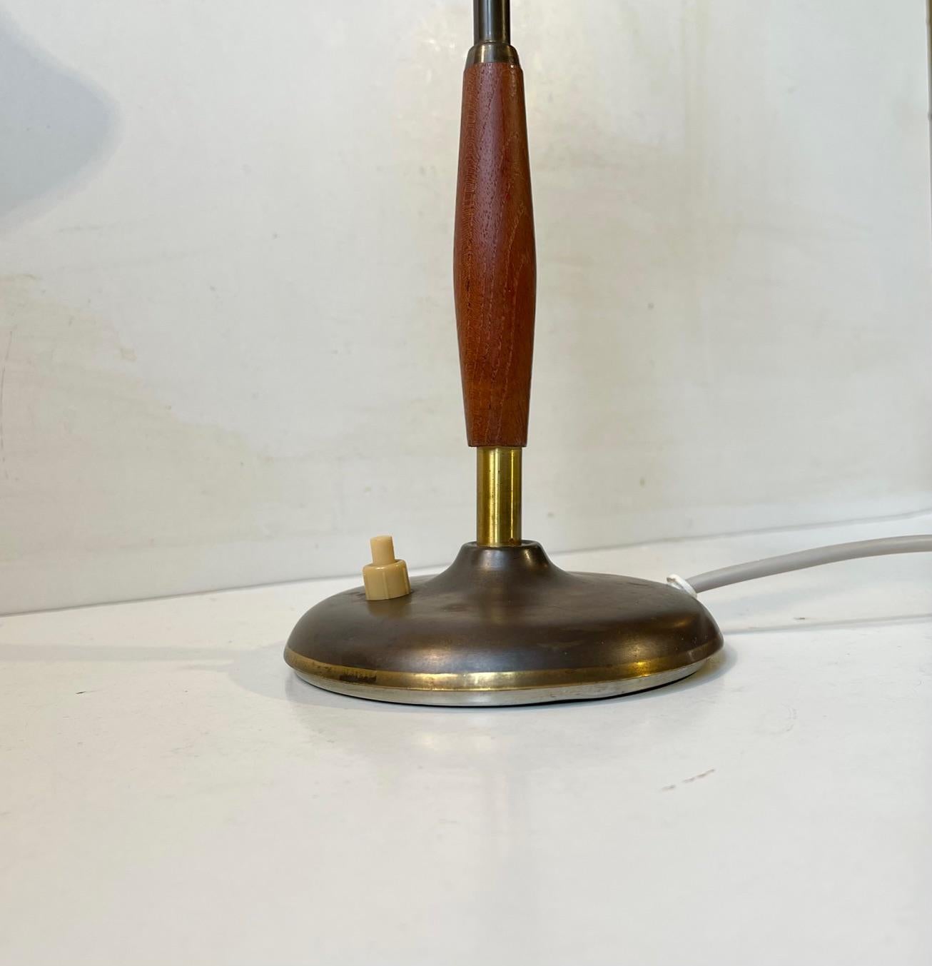 Danish 'Fried Egg' Glass & Brass Table Lamp by Fog & Mørup 2