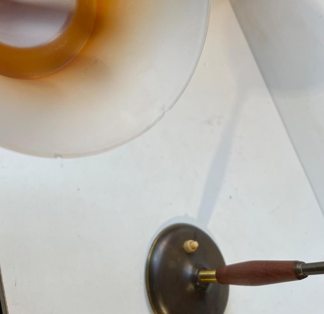 Danish 'Fried Egg' Glass & Brass Table Lamp by Fog & Mørup 4