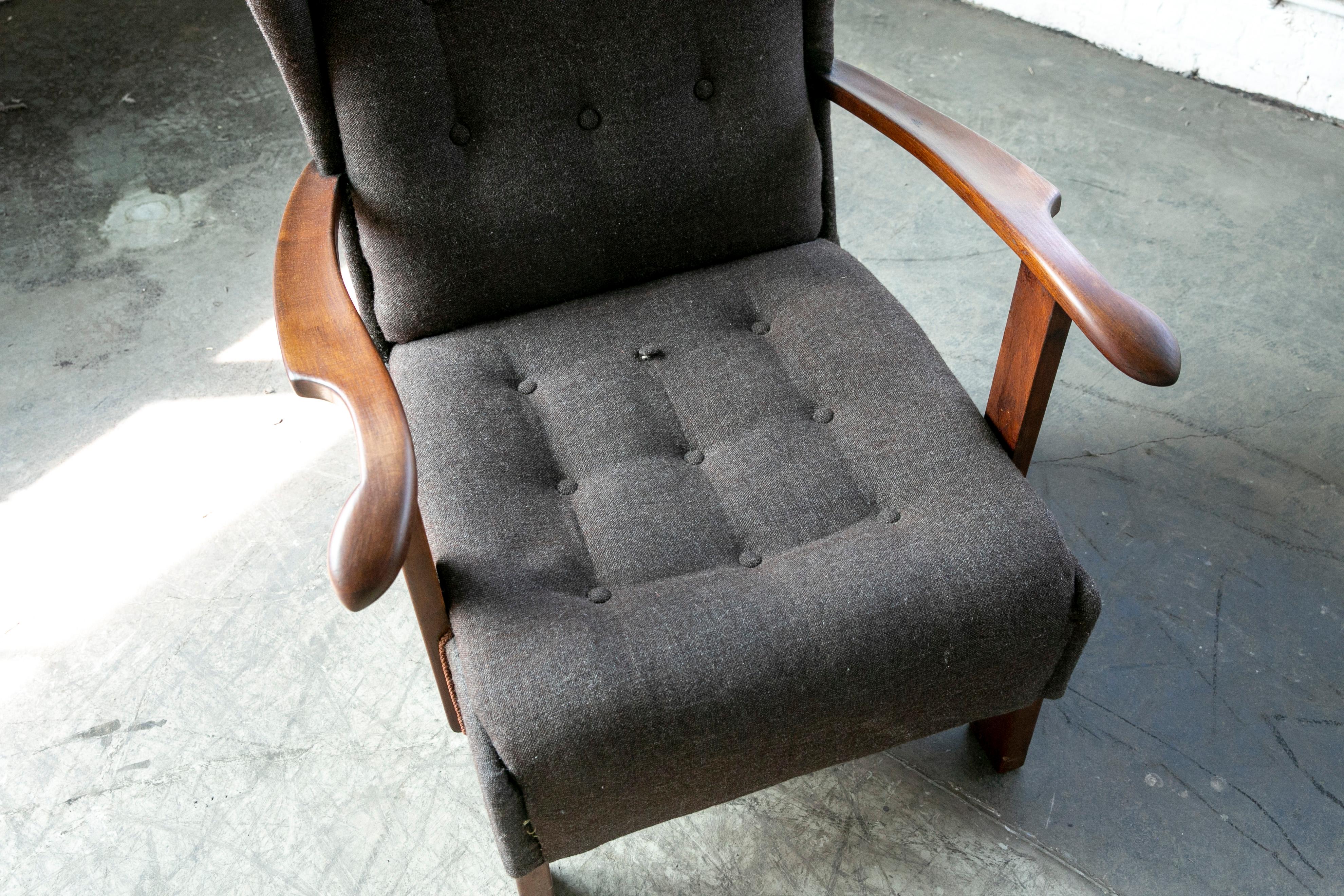 Mid-20th Century Danish Fritz Hansen Model 1582 Wingback Lounge Chair from the 1940's