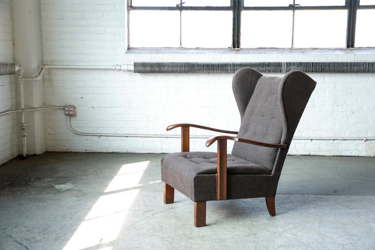 Danish Fritz Hansen Model 1582 Wingback Lounge Chair from the 1940's For Sale 2