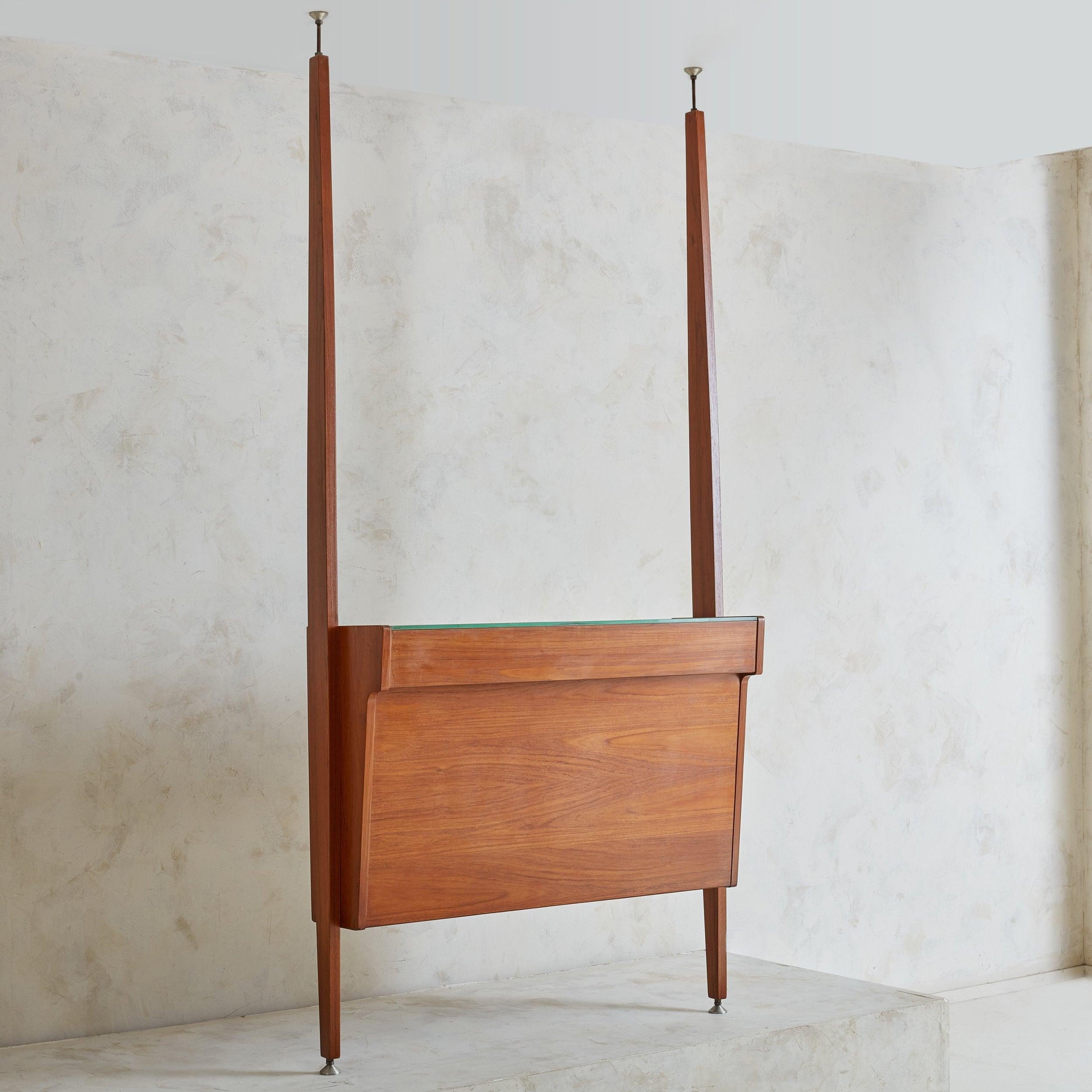 Danish Fruitwood Bar with Glass Top + Integrated Light In Good Condition In Chicago, IL
