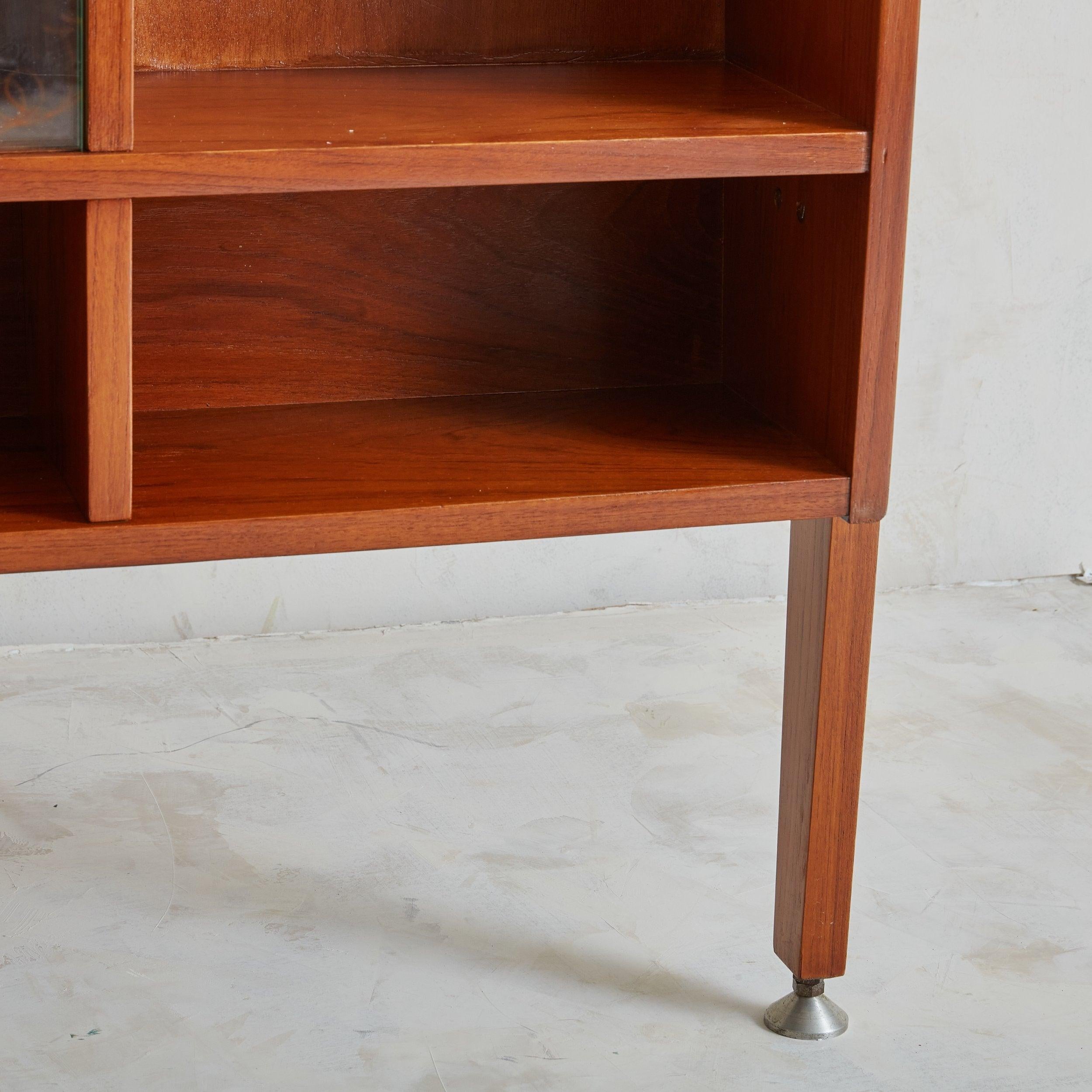 Late 20th Century Danish Fruitwood Bar with Glass Top + Integrated Light