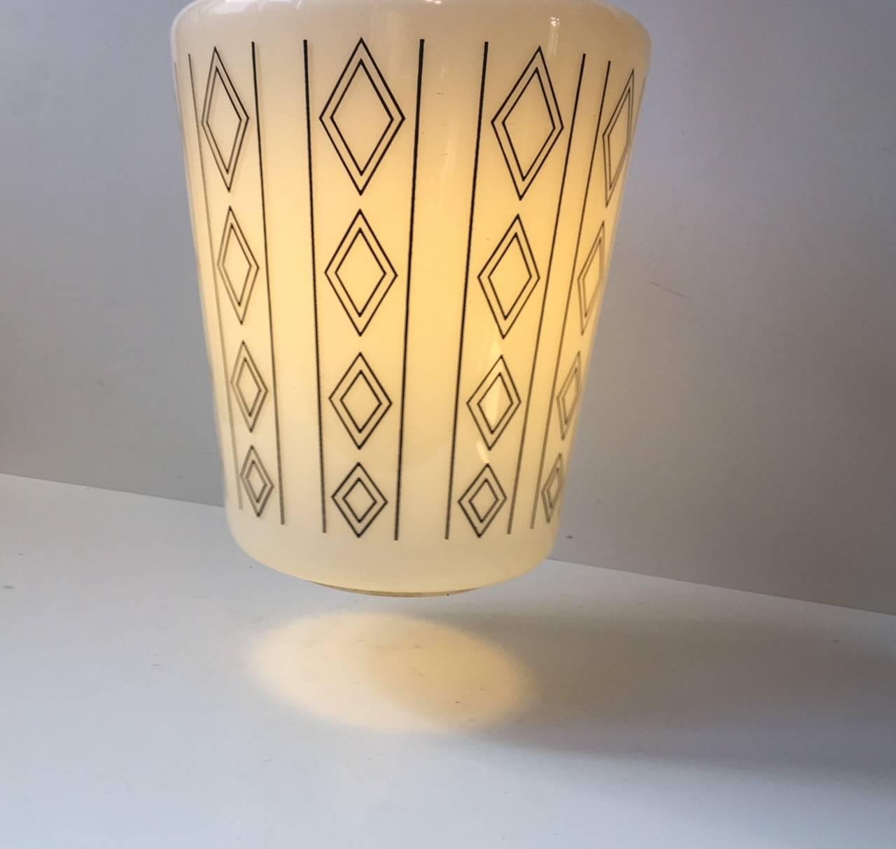 Mid-Century Modern Danish Functionalist Opaline Glass Pendant Lamp, 1950s