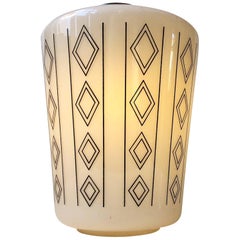 Danish Functionalist Opaline Glass Pendant Lamp, 1950s