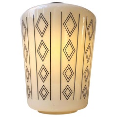 Danish Functionalist Opaline Glass Pendant Lamp, 1950s