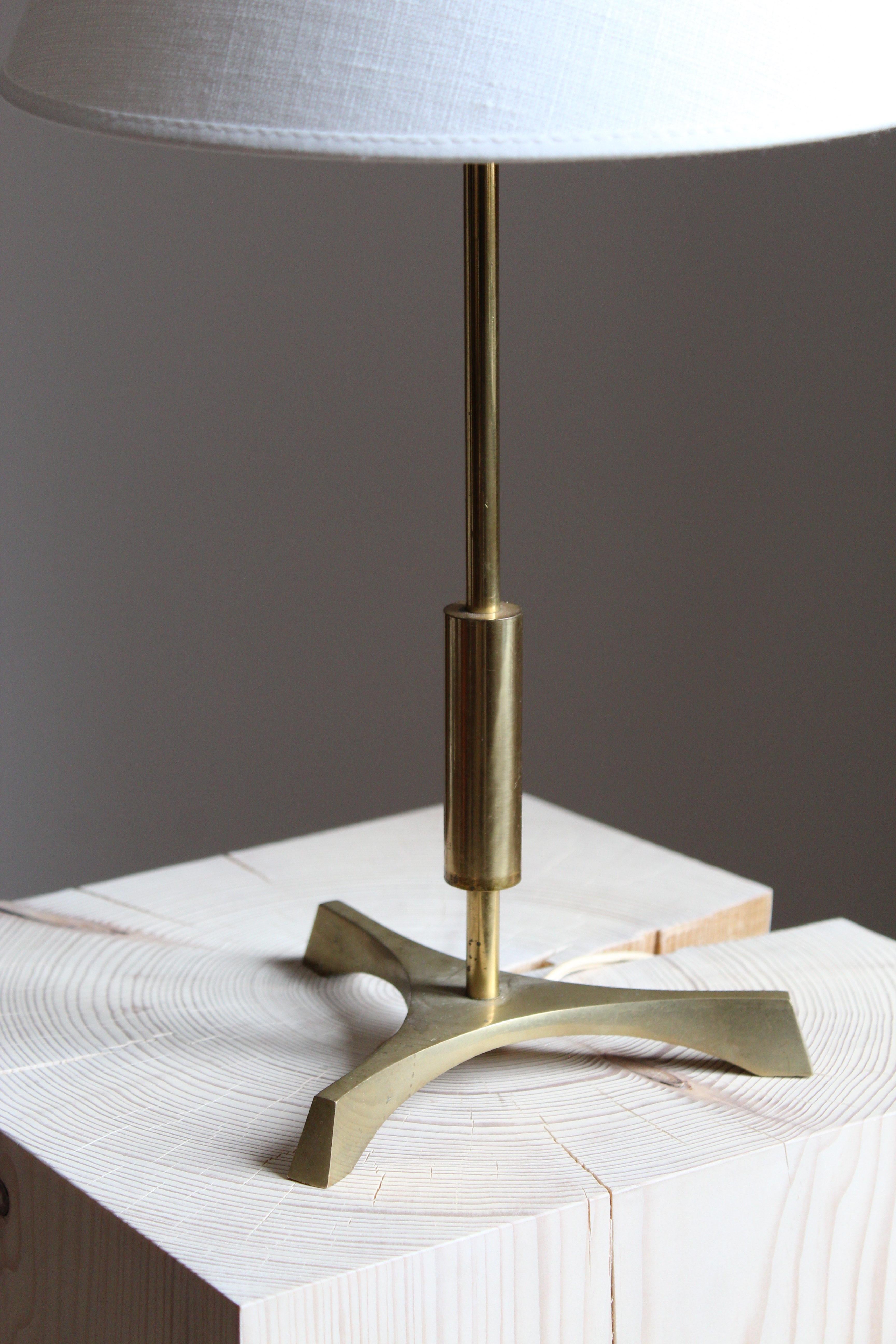 Mid-Century Modern Danish, Functionalist Table Lamp, Brass, Denmark, 1950s