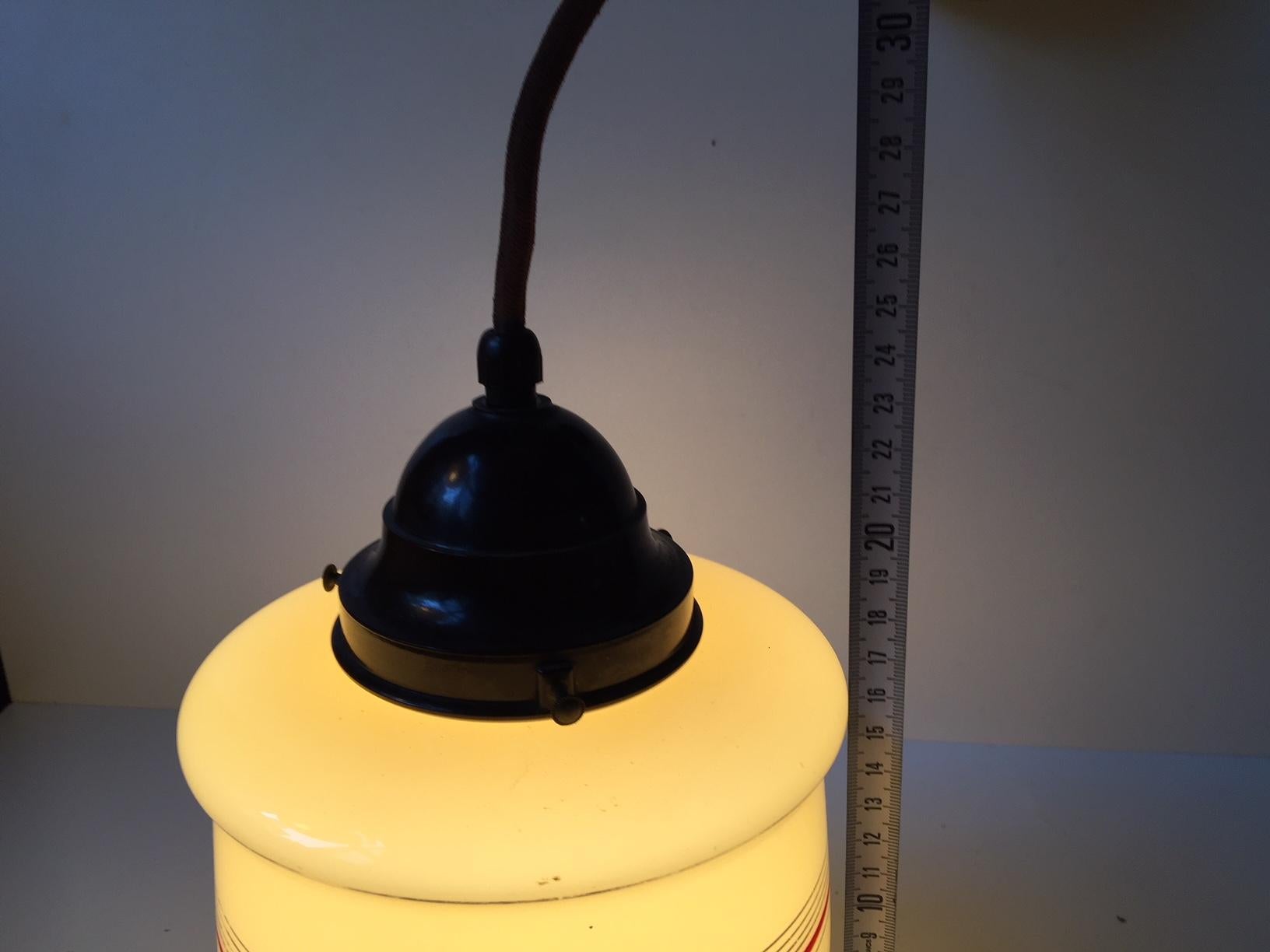 Danish Funkis Pendant Lamp in Pastel Opaline Glass and Bakelite, 1940s In Good Condition In Esbjerg, DK