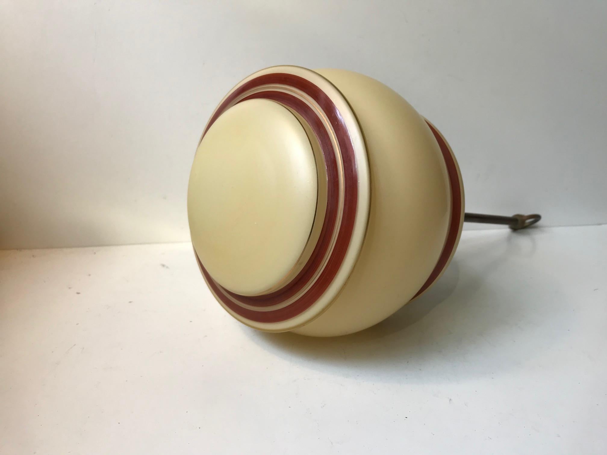 Danish Funkis Pendant Lamp in Pastel Opaline Glass and Brass, 1940s In Good Condition For Sale In Esbjerg, DK
