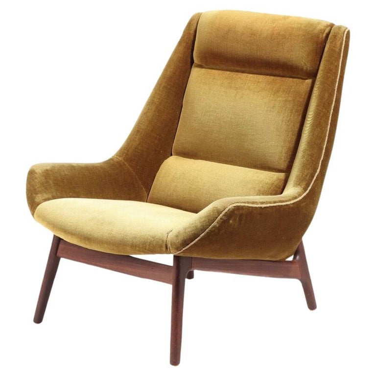 Danish Furniture Design Velour Easy Chair For Sale at 1stDibs