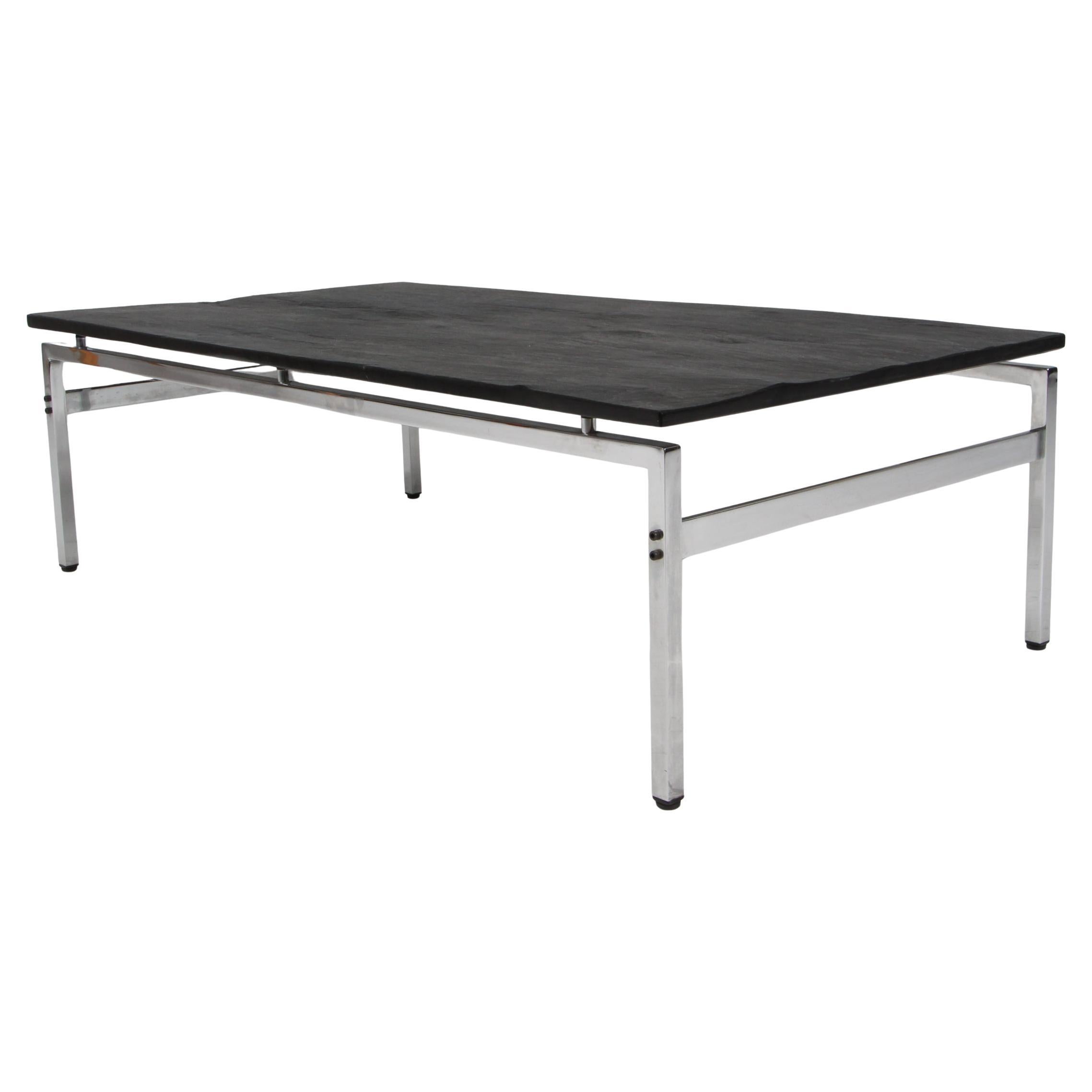 Table de canapé de fabricant de meubles danois en chêne et ardoise, années 1970 en vente