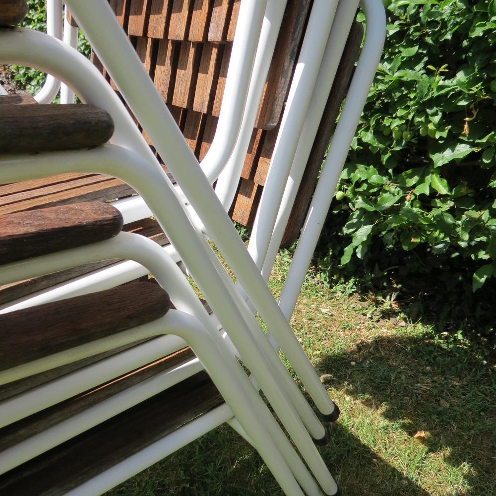 Danish Garden Table and 5 Stacking Chairs by Daneline 5
