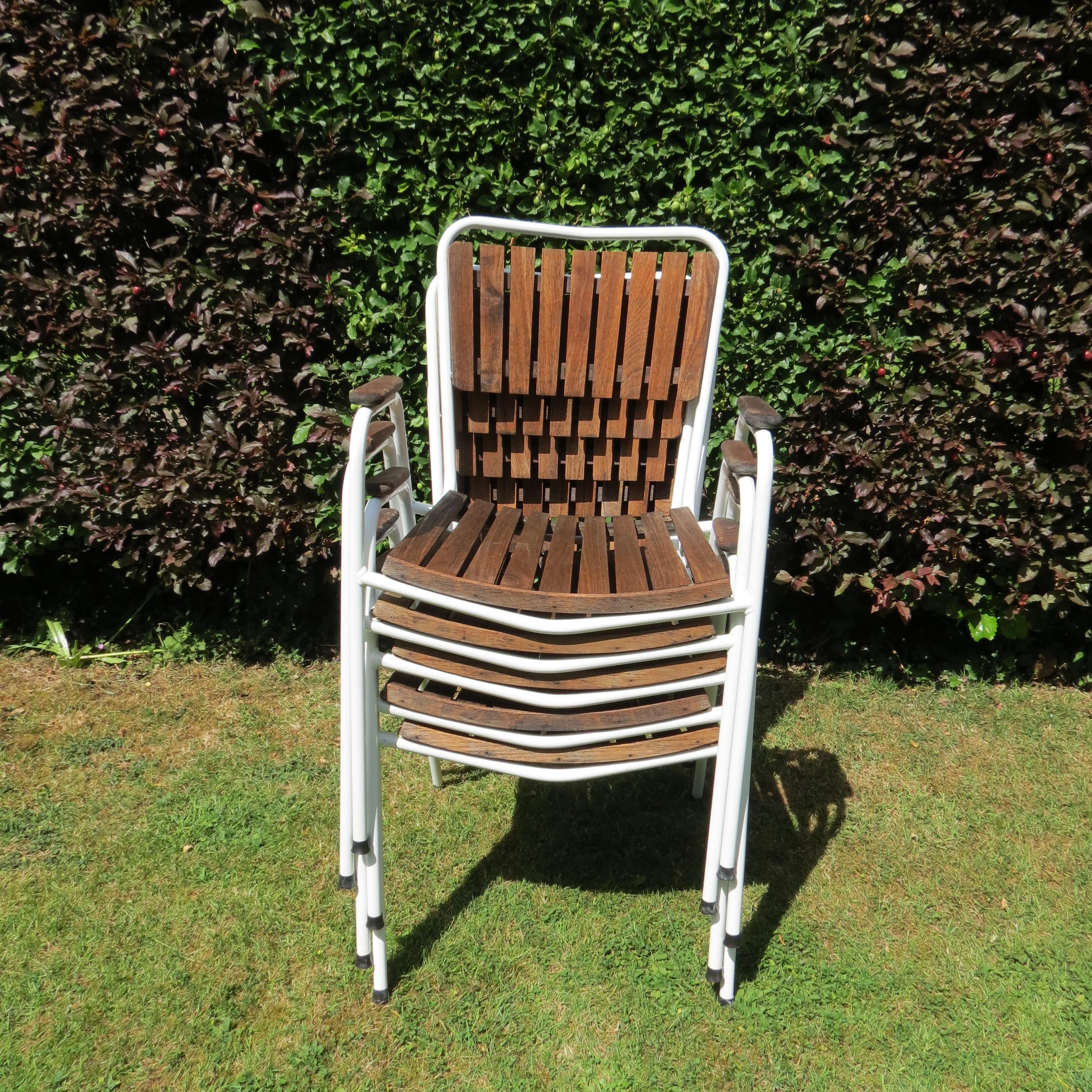 Danish Garden Table and 5 Stacking Chairs by Daneline 7