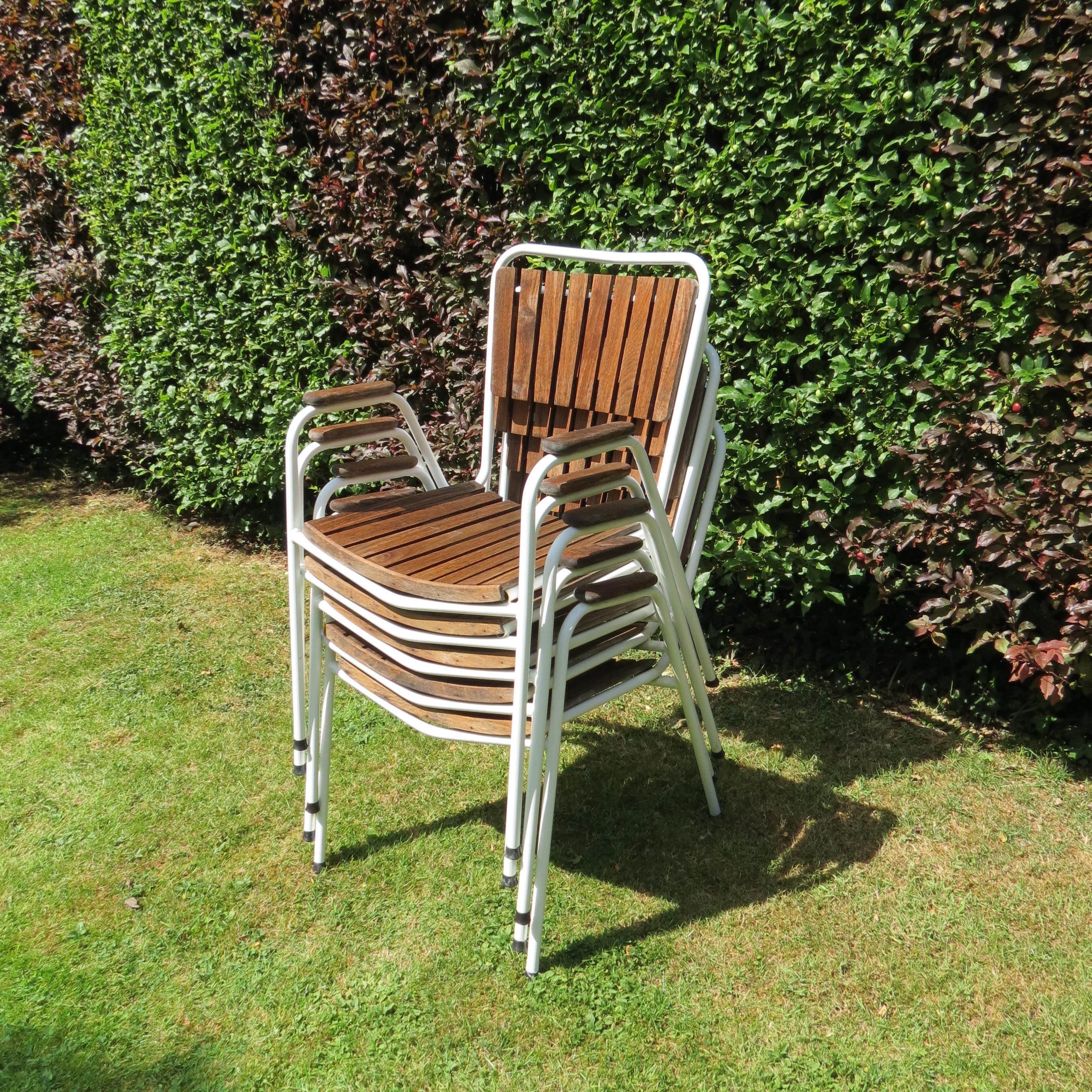 Danish Garden Table and 5 Stacking Chairs by Daneline 8