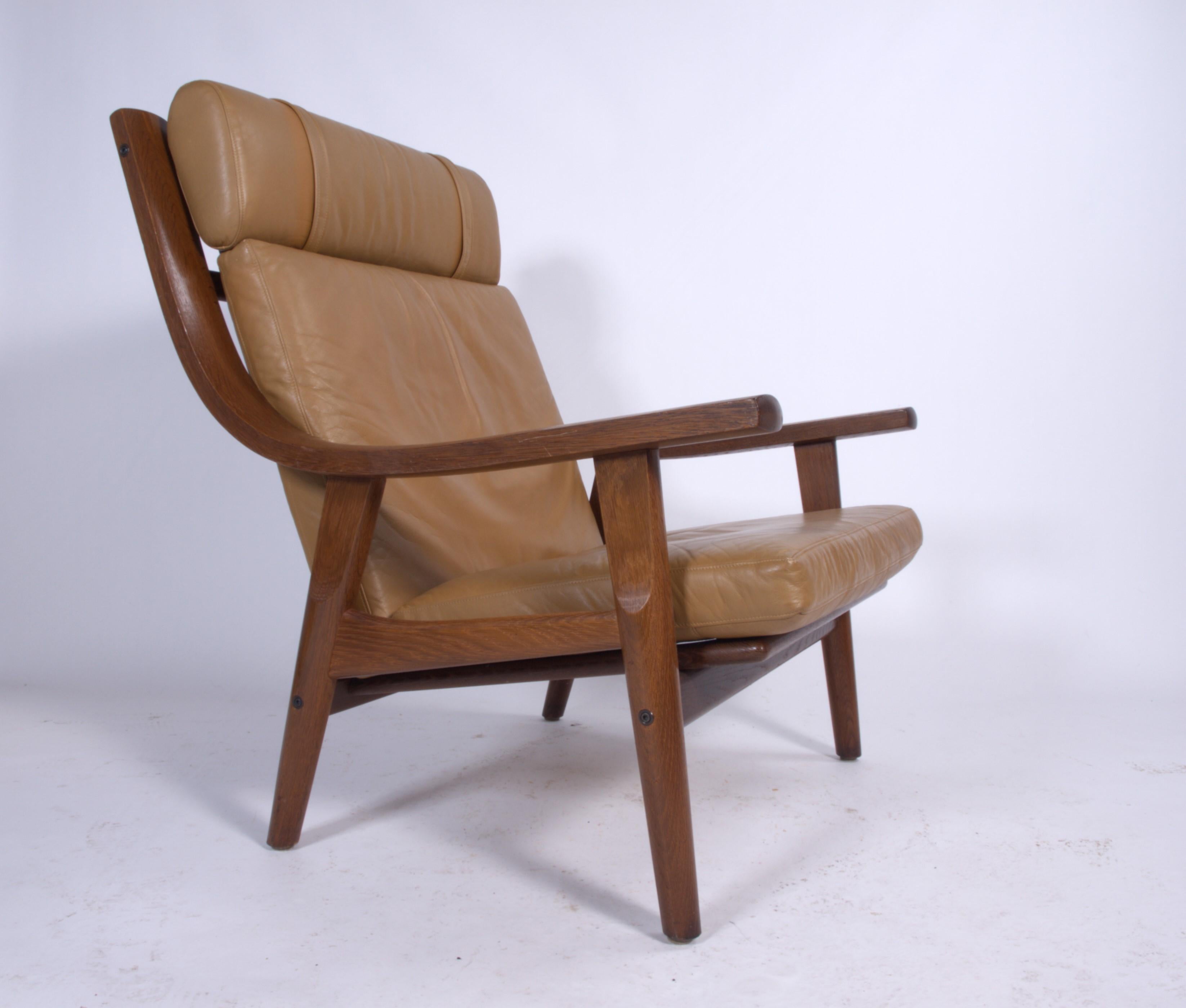 Danish GE530 Chair in Leather and Oak by Hans J. Wegner for Getama, 1970s 1