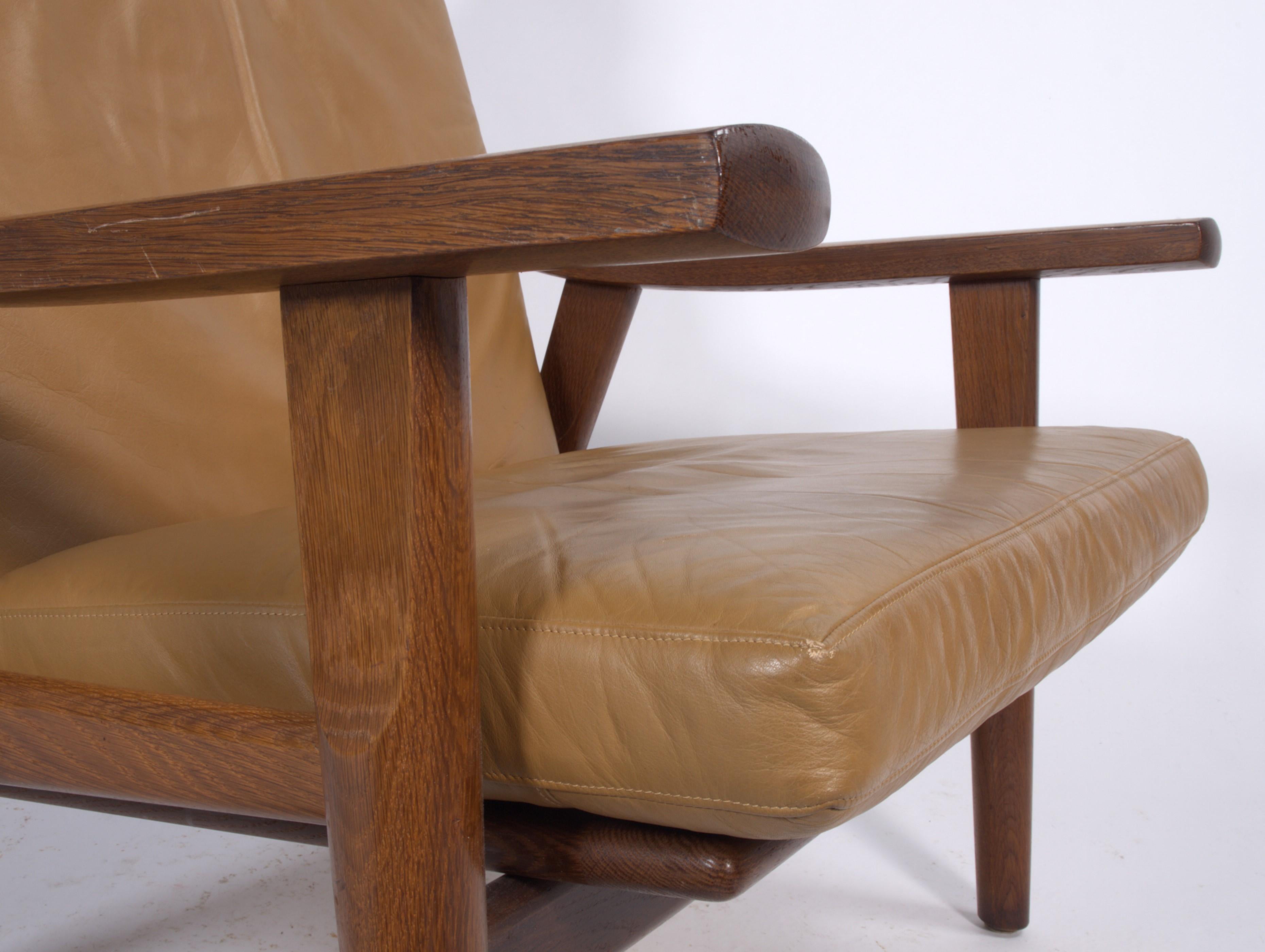 Danish GE530 Chair in Leather and Oak by Hans J. Wegner for Getama, 1970s 2