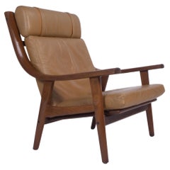 Danish GE530 Chair in Leather and Oak by Hans J. Wegner for Getama, 1970s