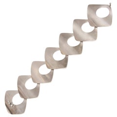 Danish Geometric Sculptural Sterling Silver Link Bracelet Modernist