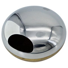 Danish Georg Jensen Orb Egg Sculpture Ashtray Chrome Brass Paperweight Bowl Ball