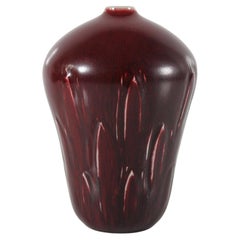 Danish Gerd Bøgelund for Royal Copenhagen Large Leaf Vase with Oxblood Glaze 60s