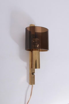 Scontrino danese in ottone dorato e vetro acrilico fumé di Hassel & Teudt, anni '60