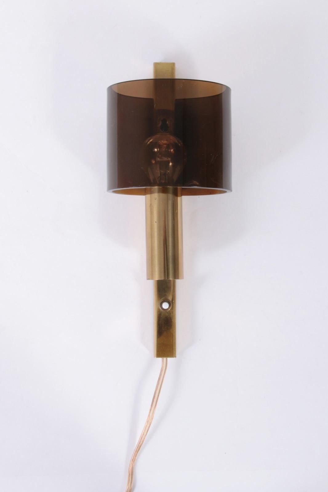 Scontrino danese in ottone dorato e vetro acrilico fumé di Hassel & Teudt, anni '60 in vendita 1