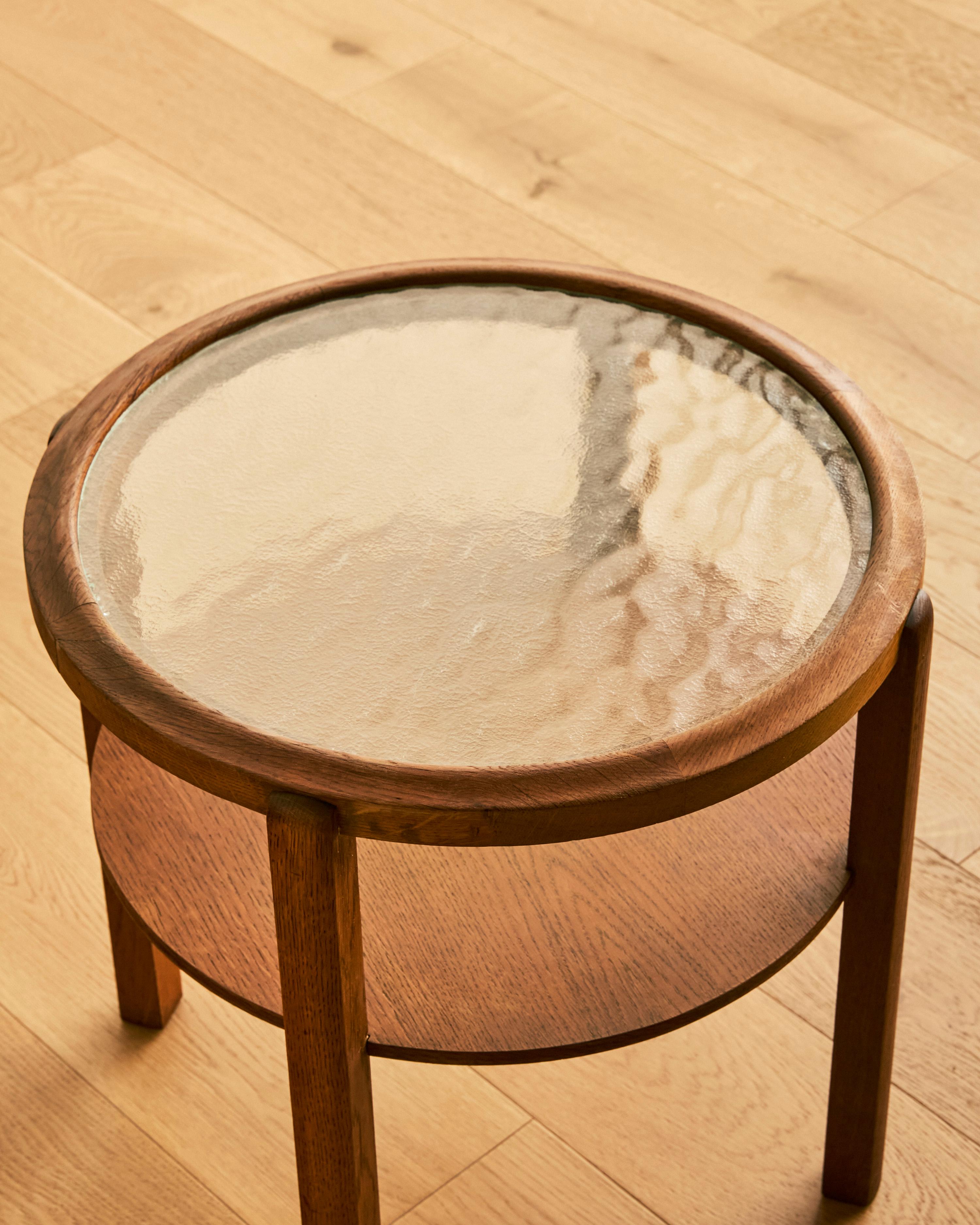 Danois Table d'appoint danoise en verre et Oak Oak C.C. 1960 en vente