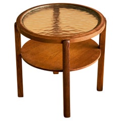 Danish Glass and Oak Side Table c. 1960