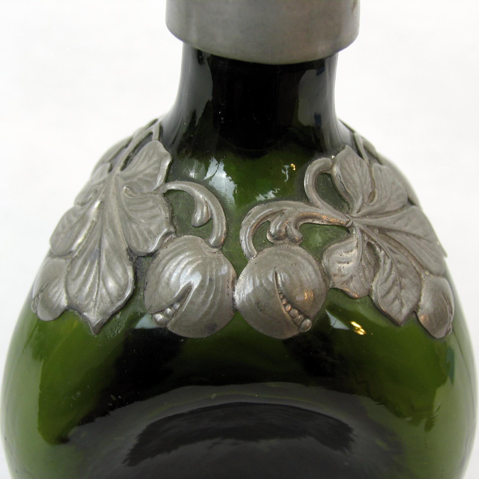 Danish Glass and Pewter Decanter, 1930s 1