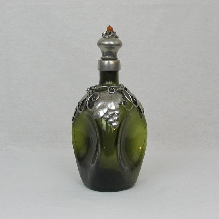 Danish Glass and Pewter Decanter, 1960s In Excellent Condition For Sale In Bochum, NRW