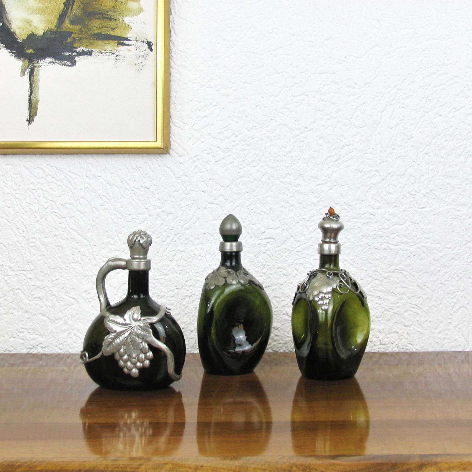 Danish Glass and Pewter Decanter, 1960s 1