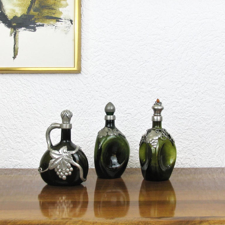 Danish Glass and Pewter Decanter, 1960s For Sale 2
