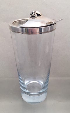 Danish Glass and Sterling Silver Cocktail Shaker Bar Set