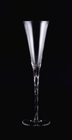 Danish Glass Artist, Two Champagne Flutes in Art Glass, Late 20th C