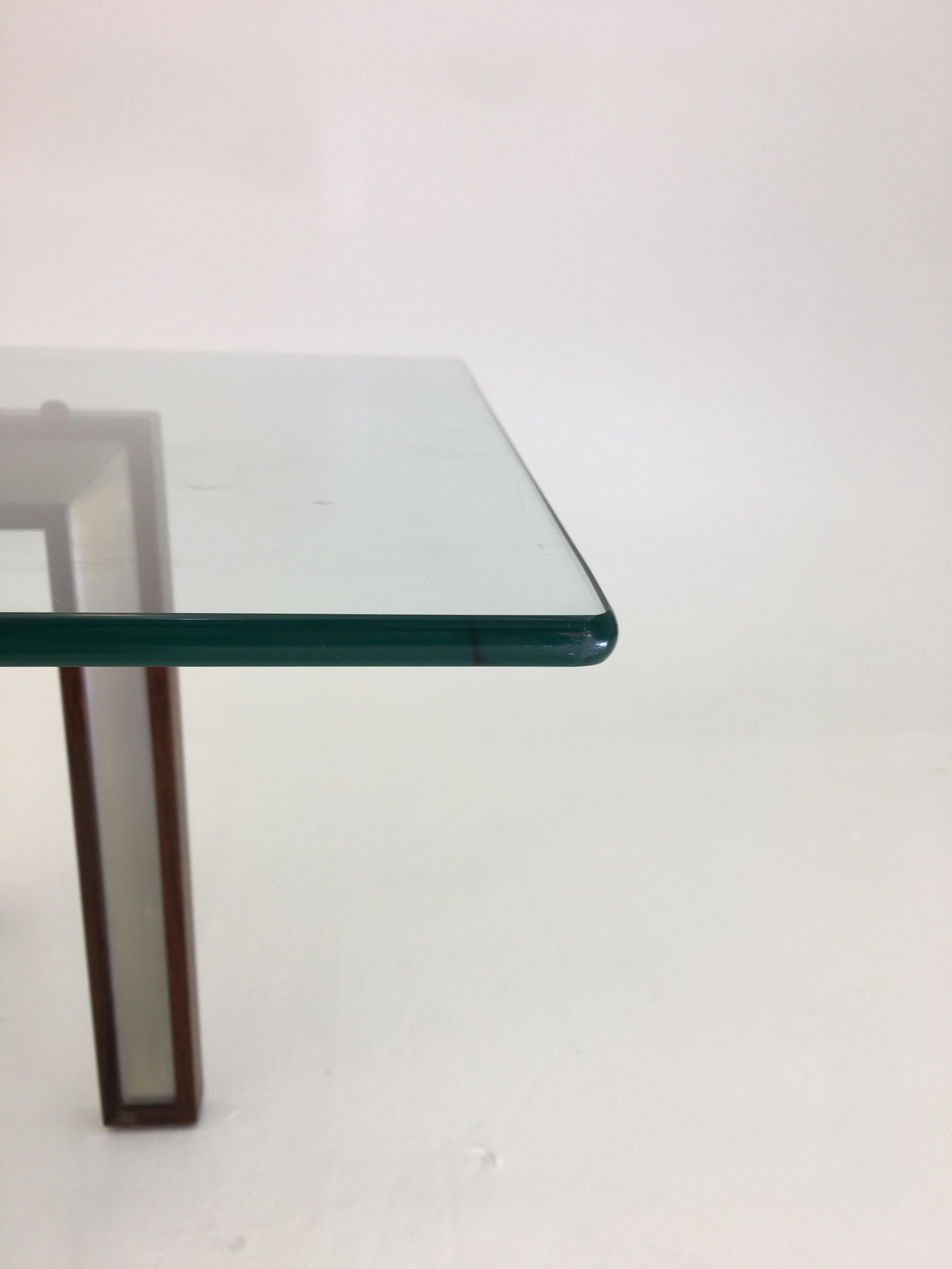Danish Glass Coffee Table by Henning Korch with Rosewood and Aluminum Frame 2
