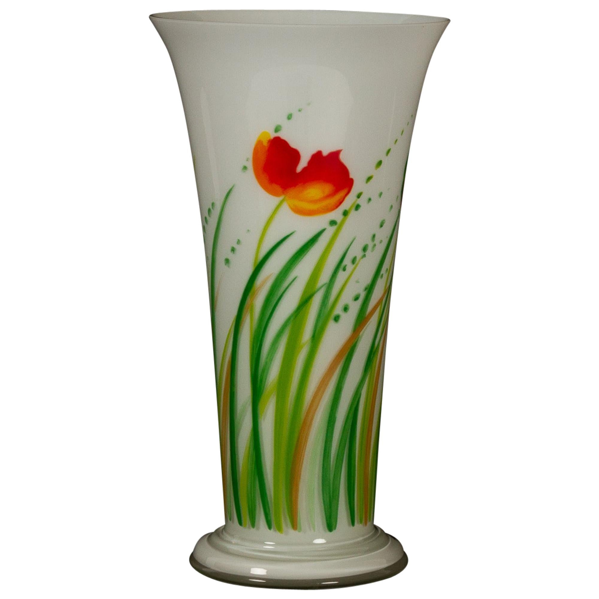 Vase en verre danois d'Ole Kortzau pour Holmegaard:: 1978