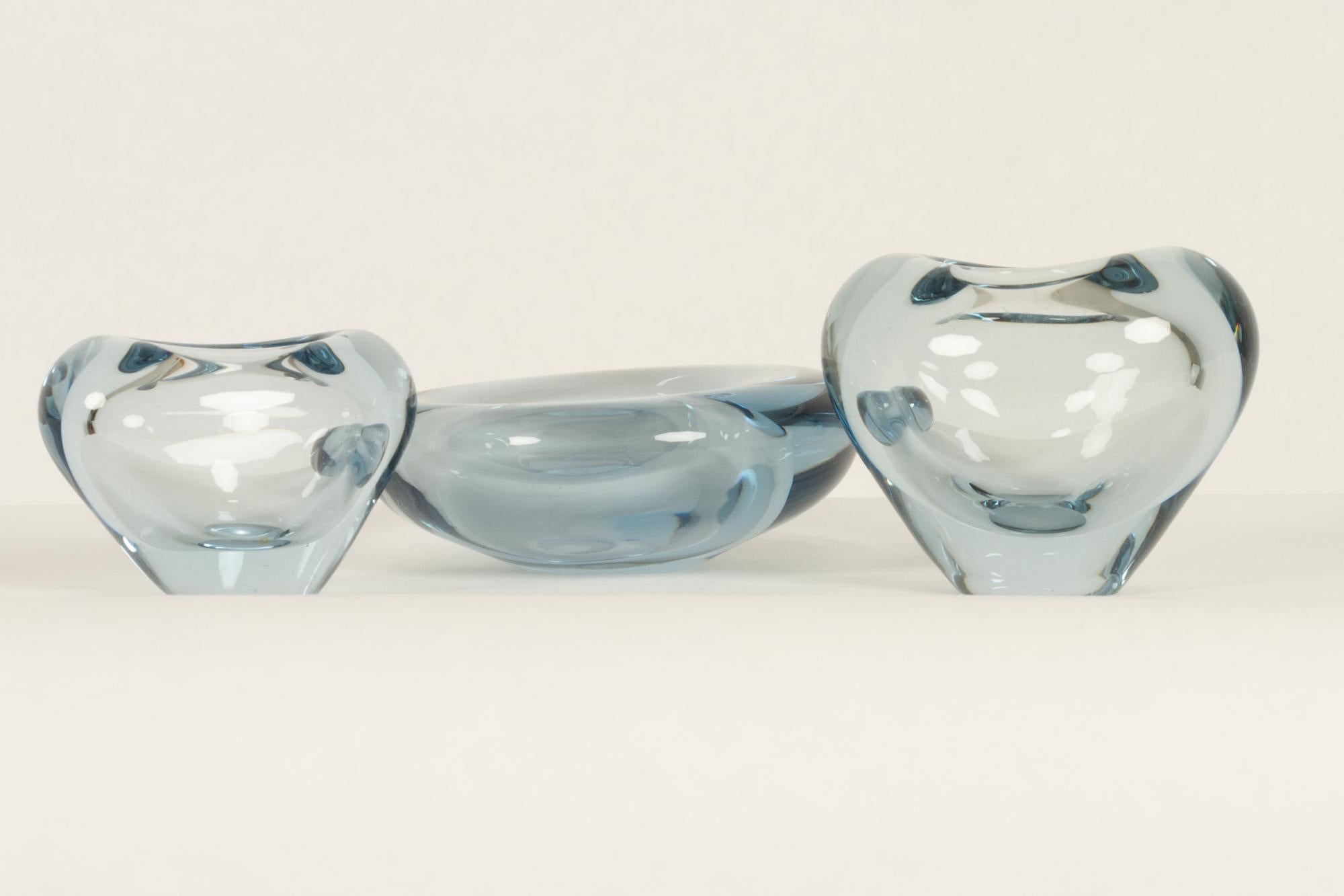 Danish Glass Vases and Bowl by Per Lütken, 1950s In Good Condition In Asaa, DK