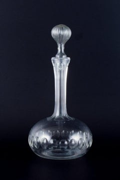 Vintage Danish glasswork, wine decanter in facet-cut glass. 1930s/1940s. 