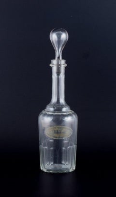 Vintage Danish glassworks, carafe for rum in clear mouth-blown facet-cut glass.