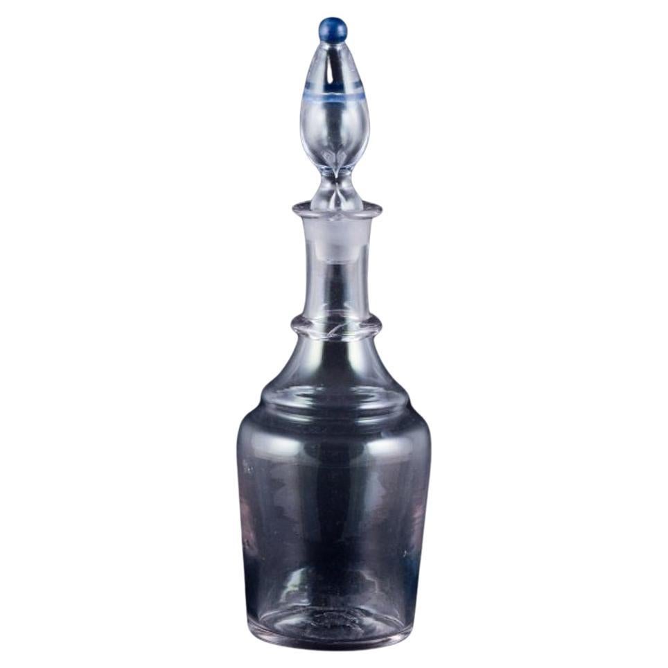 Danish glassworks, wine carafe in clear hand-blown glass. Approx. 1900 For Sale