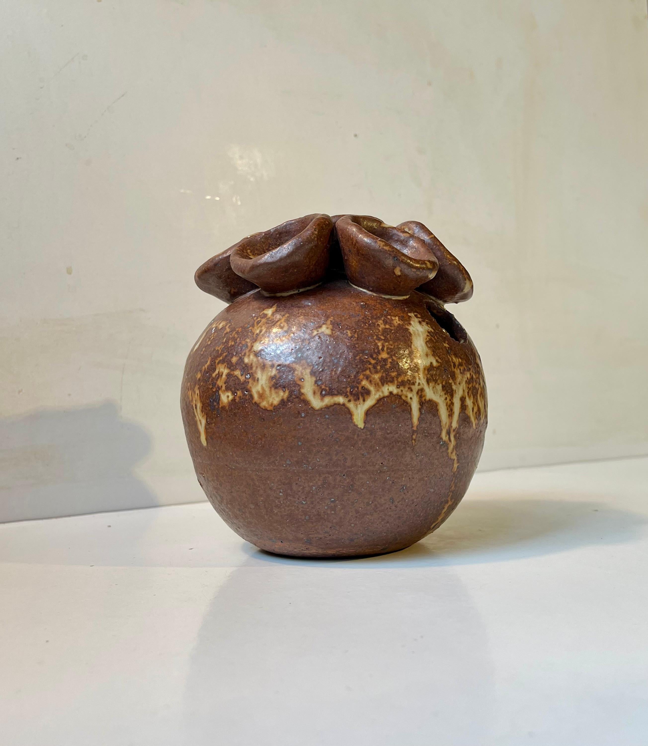 Danois Vase danois en grès brutal émaillé de Søren Visby, années 1970 en vente