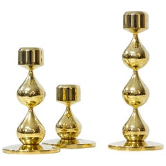 Danish Gold-Plated Candleholders by Hugo Asmussen, Set of 3