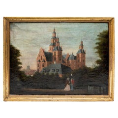 Danish Golden Age Painting of a Soldier and a Lady at Rosenborg Castle