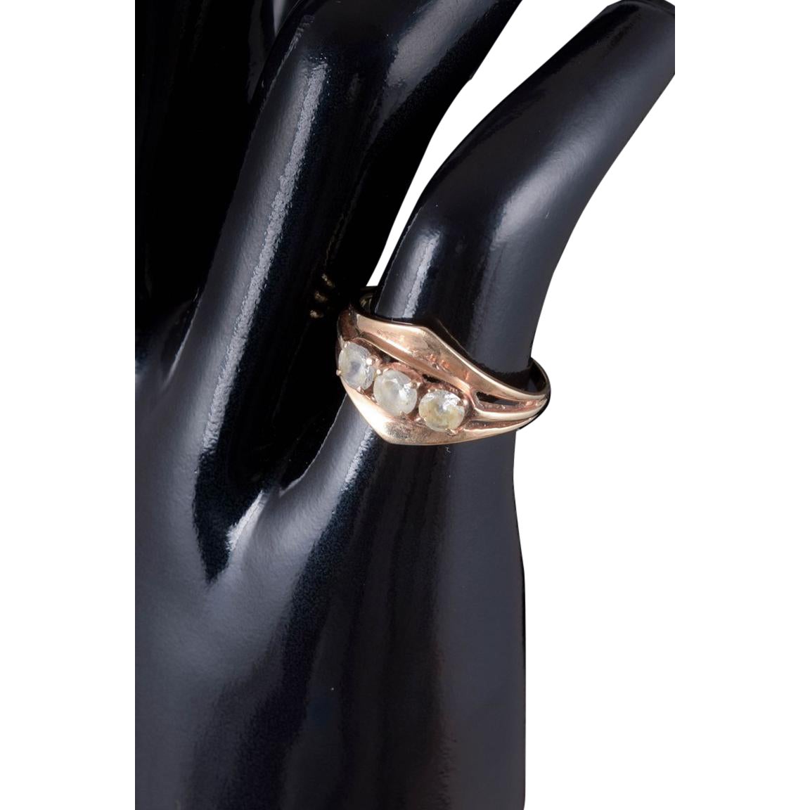 Danish goldsmith. 14-carat gold ring with three colourless stones. 1930s For Sale