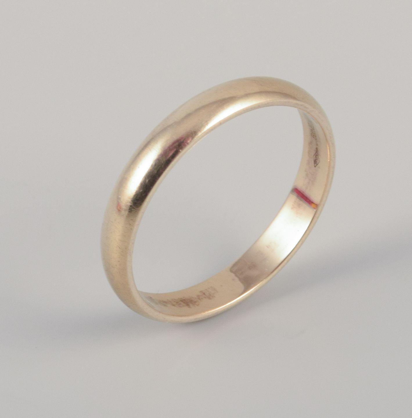 Femenino o masculino Orfebre dan�és. Anillo de oro de alianza de 14 quilates. Diseño clásico y elegante. en venta