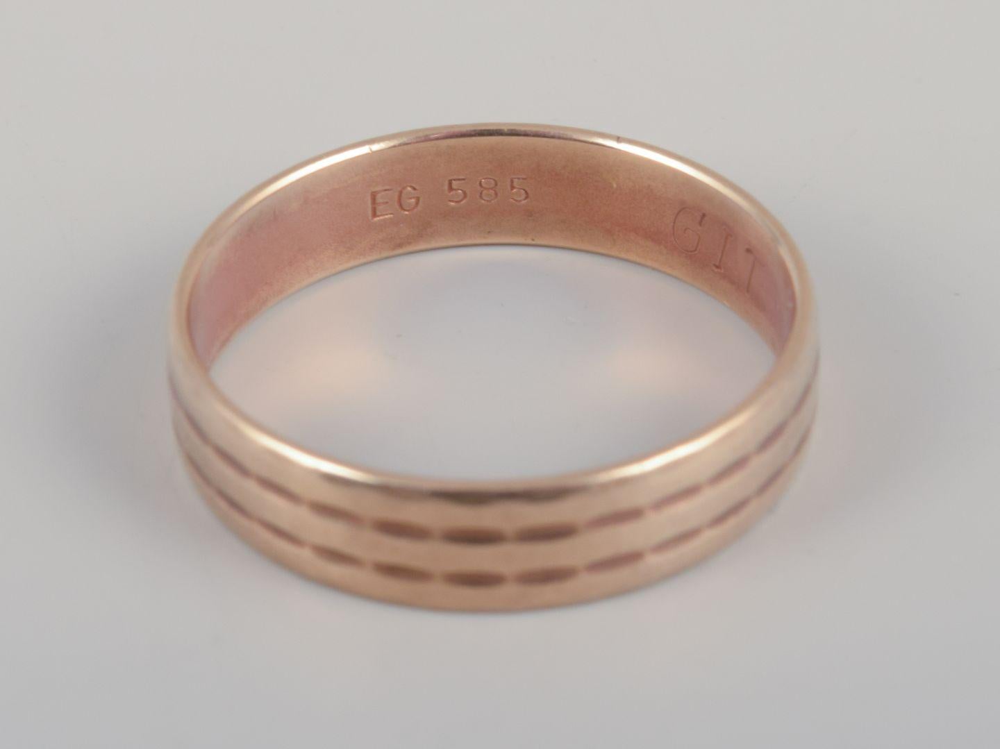 Danish goldsmith. 14 karat alliance gold ring. Classic and sleek design. For Sale 1