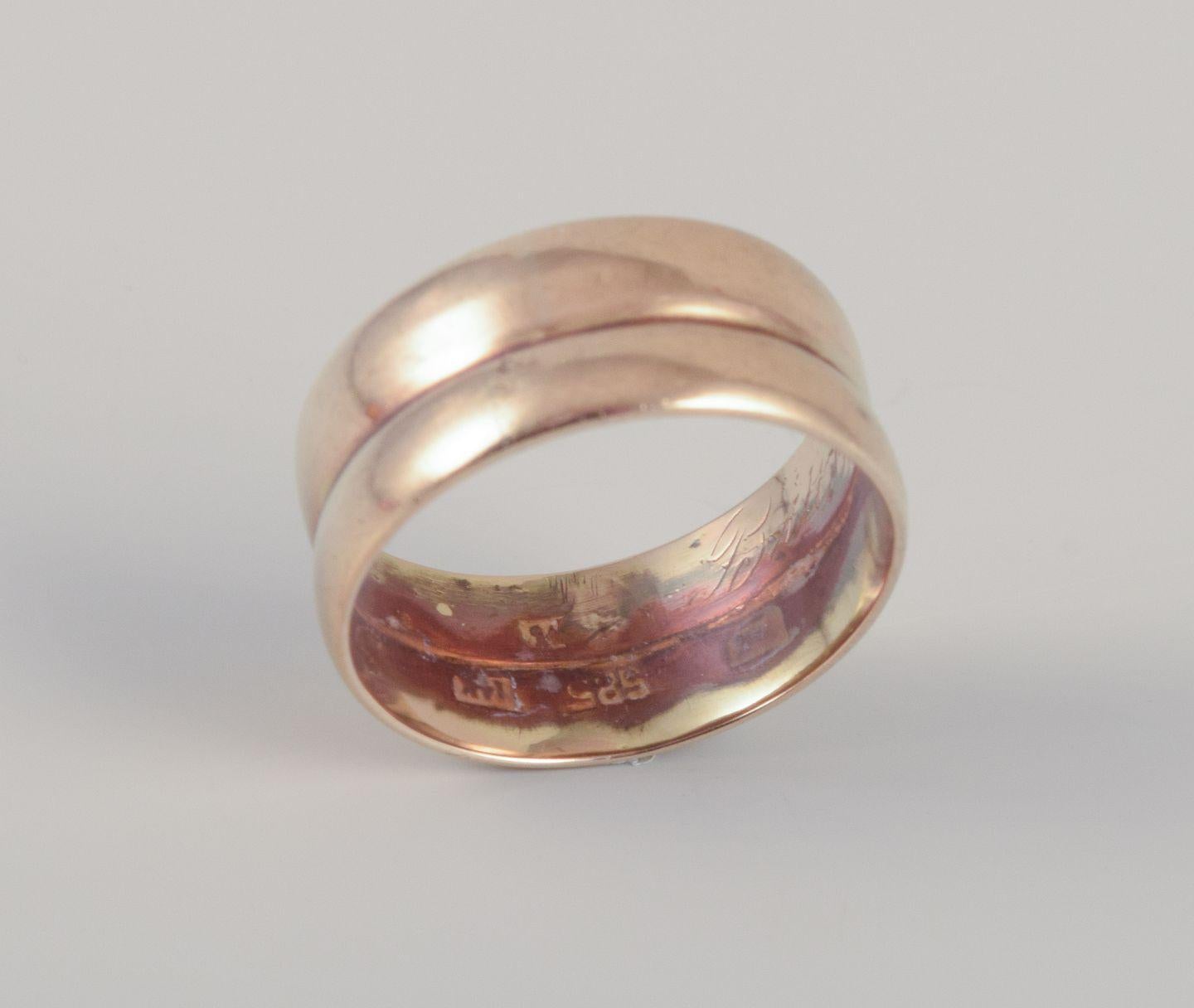 Dänischer Goldschmied. Ring aus 14 Karat Gold. Klassisches und minimalistisches Design. Mitte 20. Jh. im Angebot 2
